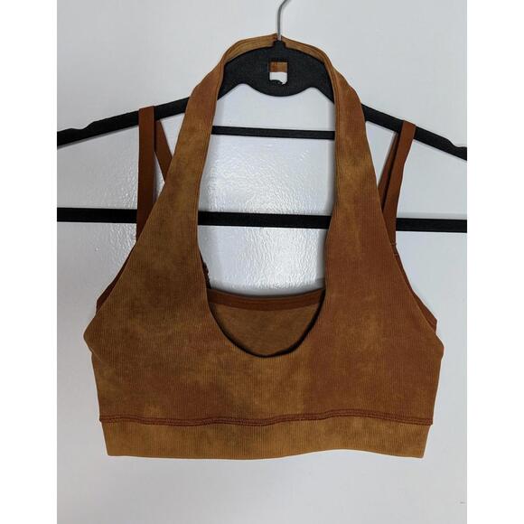 Gymshark Other - Gymshark Sports Bra Womens Small Brown Tie Dye Ribbed Halter Racerback Yoga
